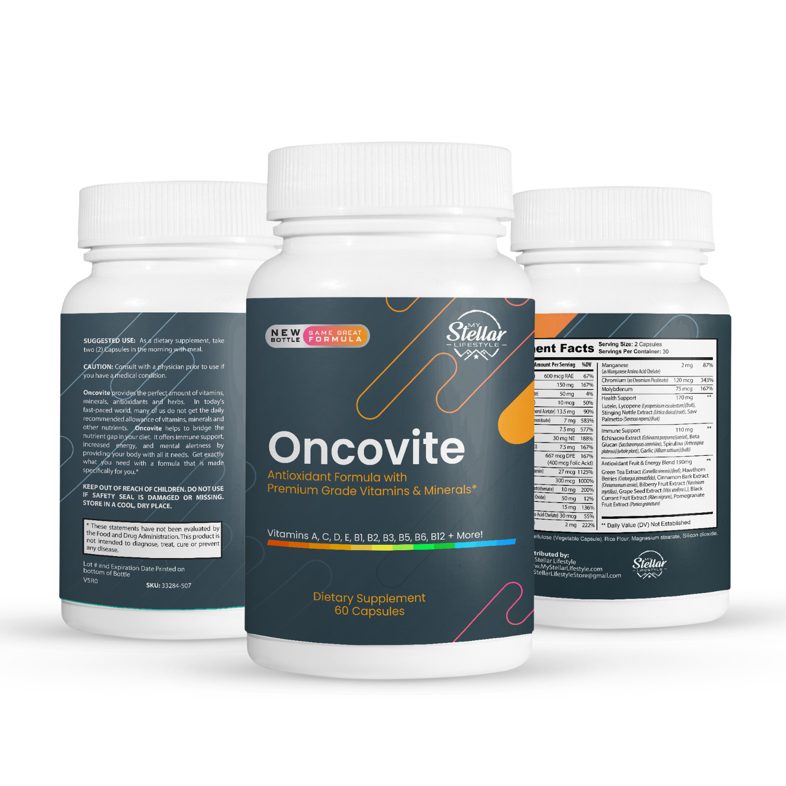 5 Pack Oncovite, antioxidant formula with vitamins & minerals-60 Capsules x5