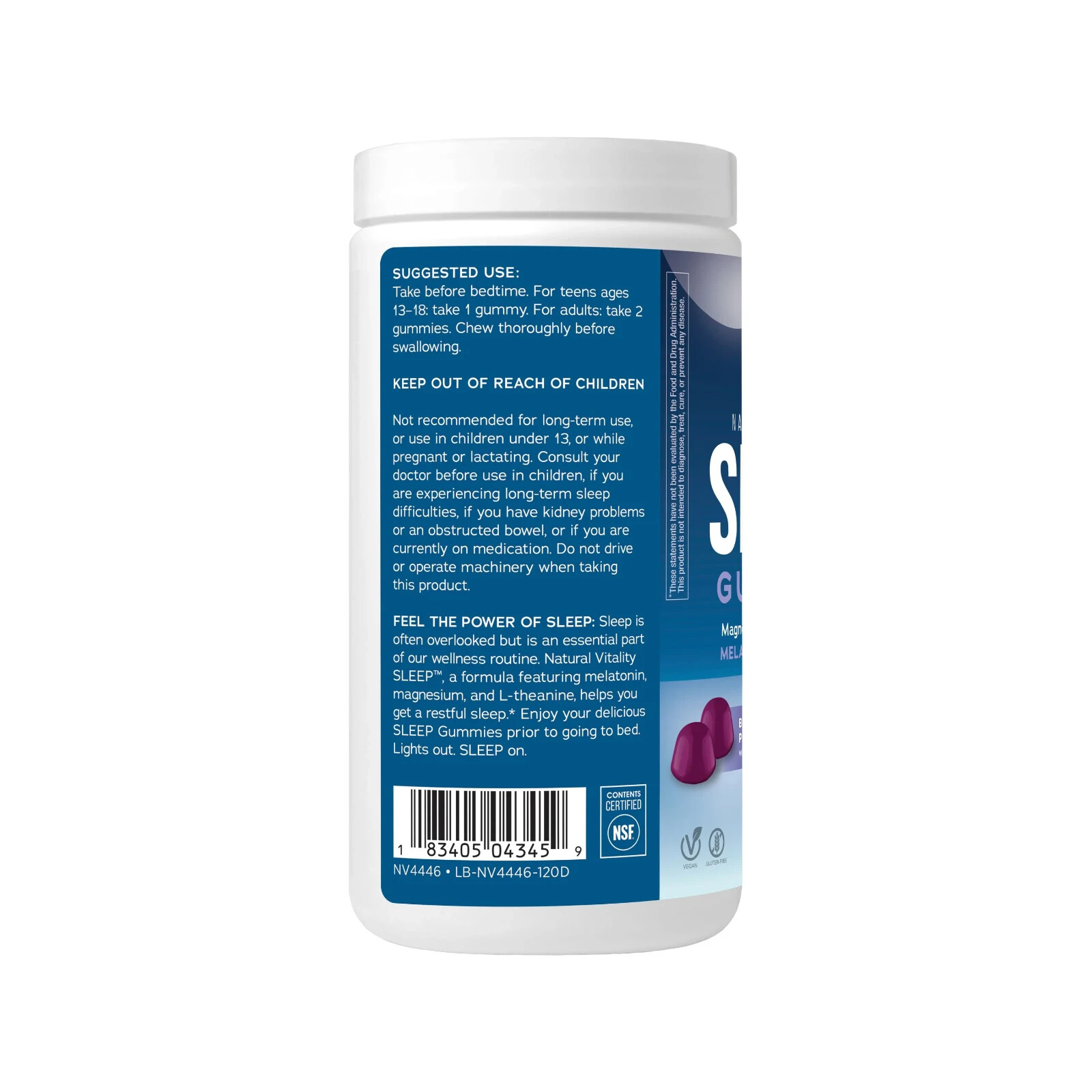 Natural Vitality Sleep Melatonin L-Theanine Blueberry 60 Gummies EXP 01/2026