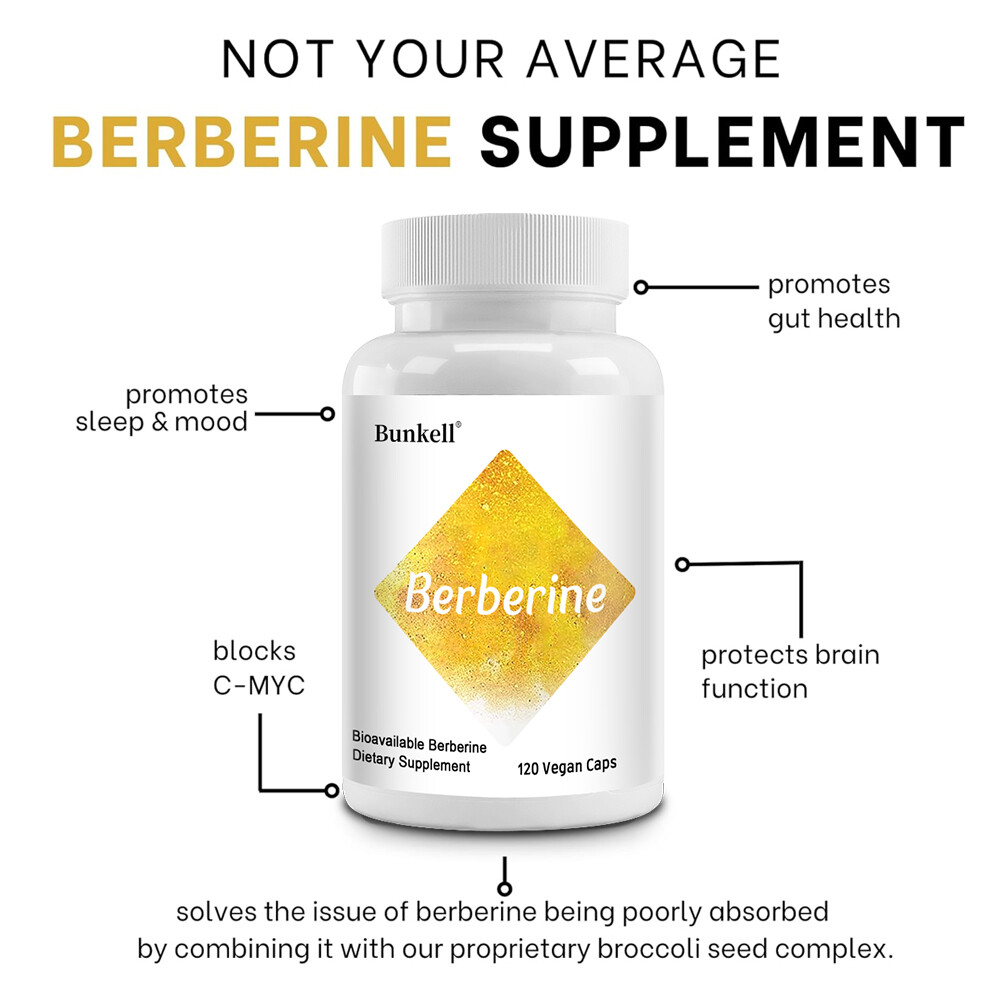 Blood Sugar Support Supplement 600mg Bioavailable Berberine Broccoli Seed