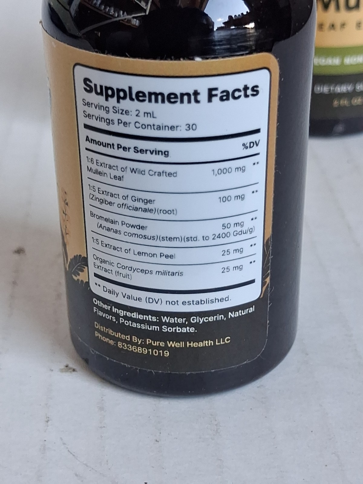 RespiClear Wild Mullein Leaf Extract Vegan Non-GMO Liquid Lemon 2 fl oz 3pk
