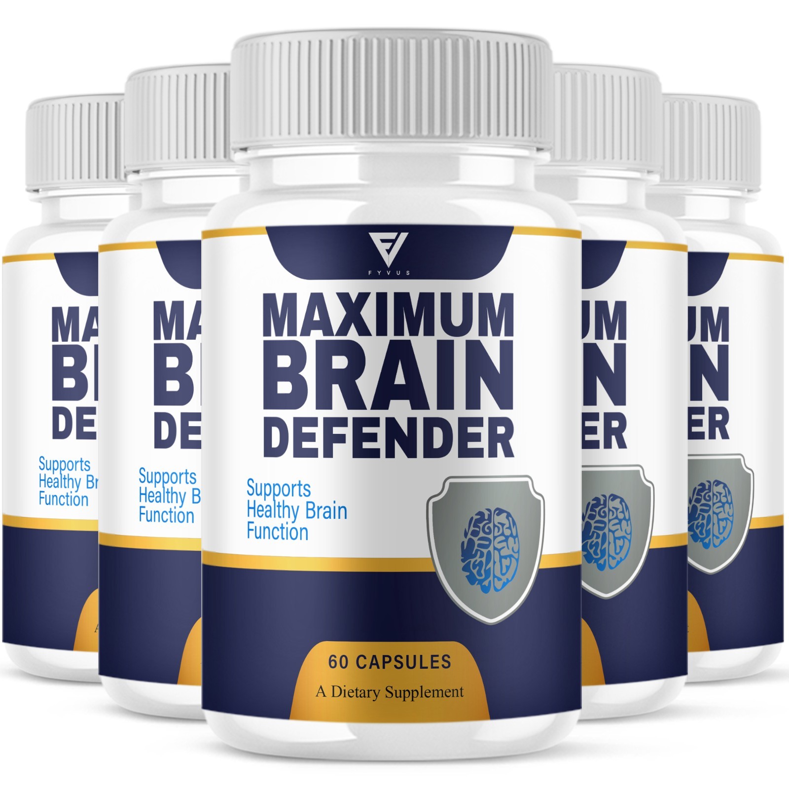 (5 Pack) Brain Defender Advanced Memory Support Supplement Pills (300 Capsules)