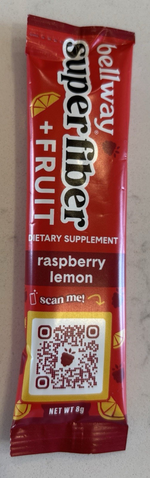 Bellway Super Fiber 5g Soluble Fiber Raspberry Lemon (20) Travel Sticks Exp 1/27