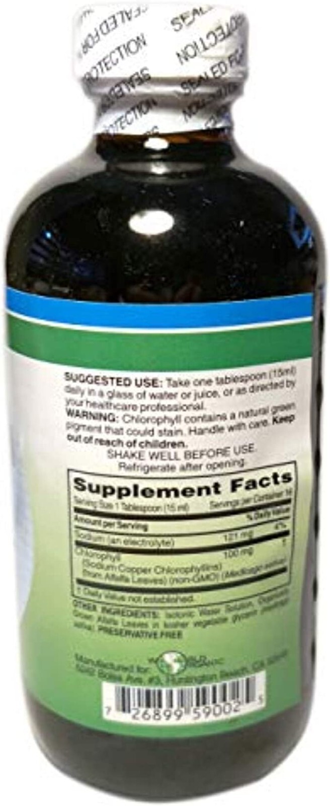 World Organic 100mg Liquid Chlorophyll 8 Fl oz, Pack of 1