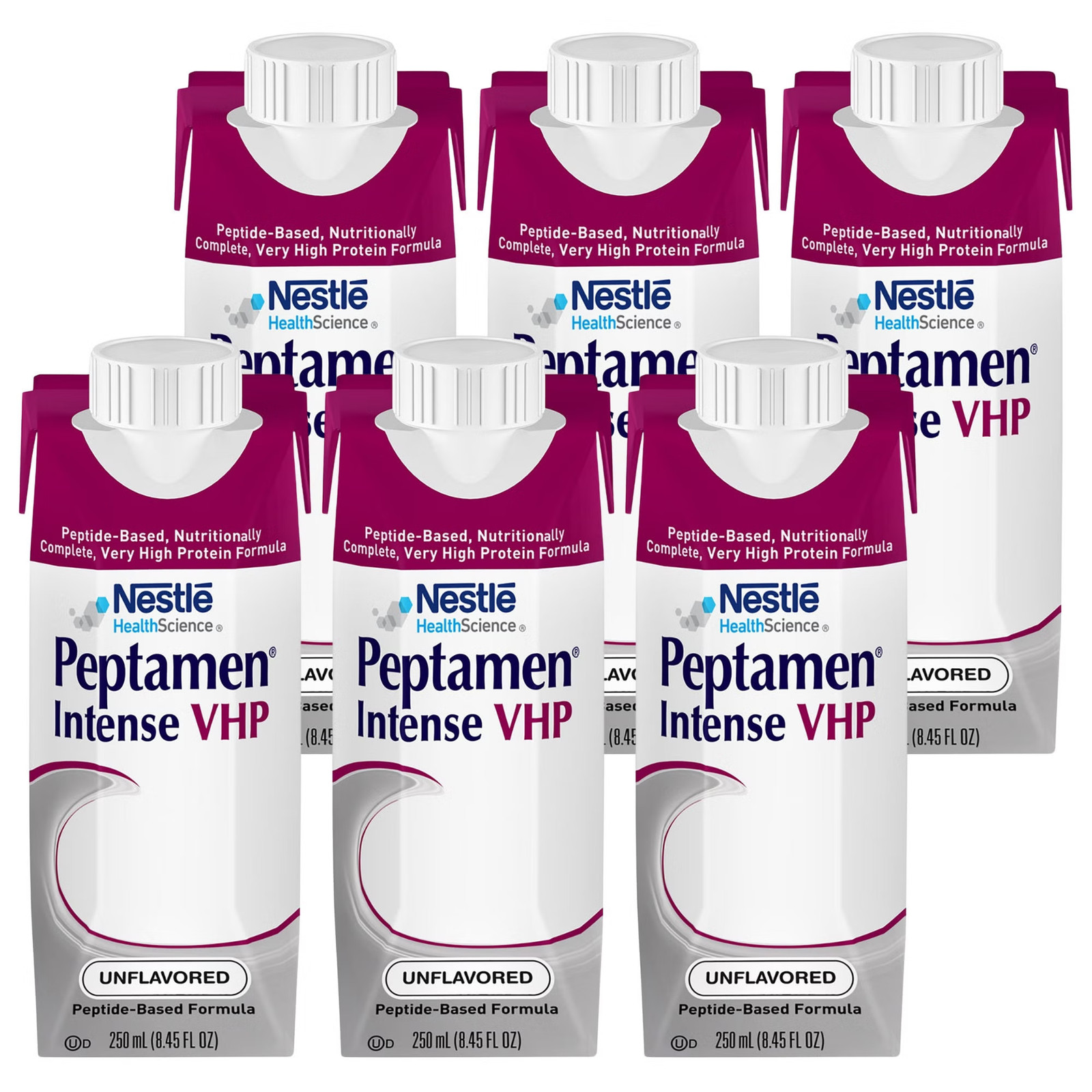 Nestle Peptamen Intense VHP Tube Feeding Formula Unflavored 250 mL Carton 24 Ct