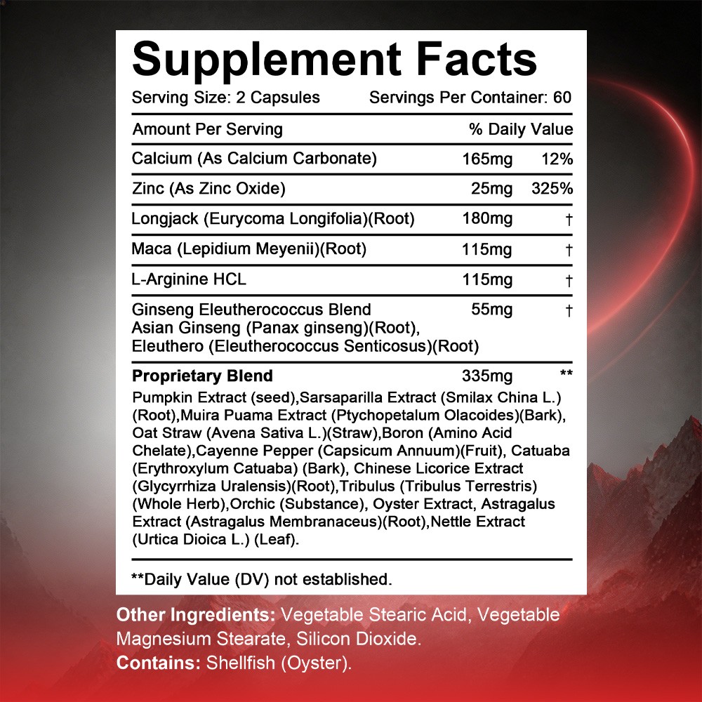 Men’s Vitality Caps for Blood Flow,Stamina & Physical Endurance,30/60/120 Caps