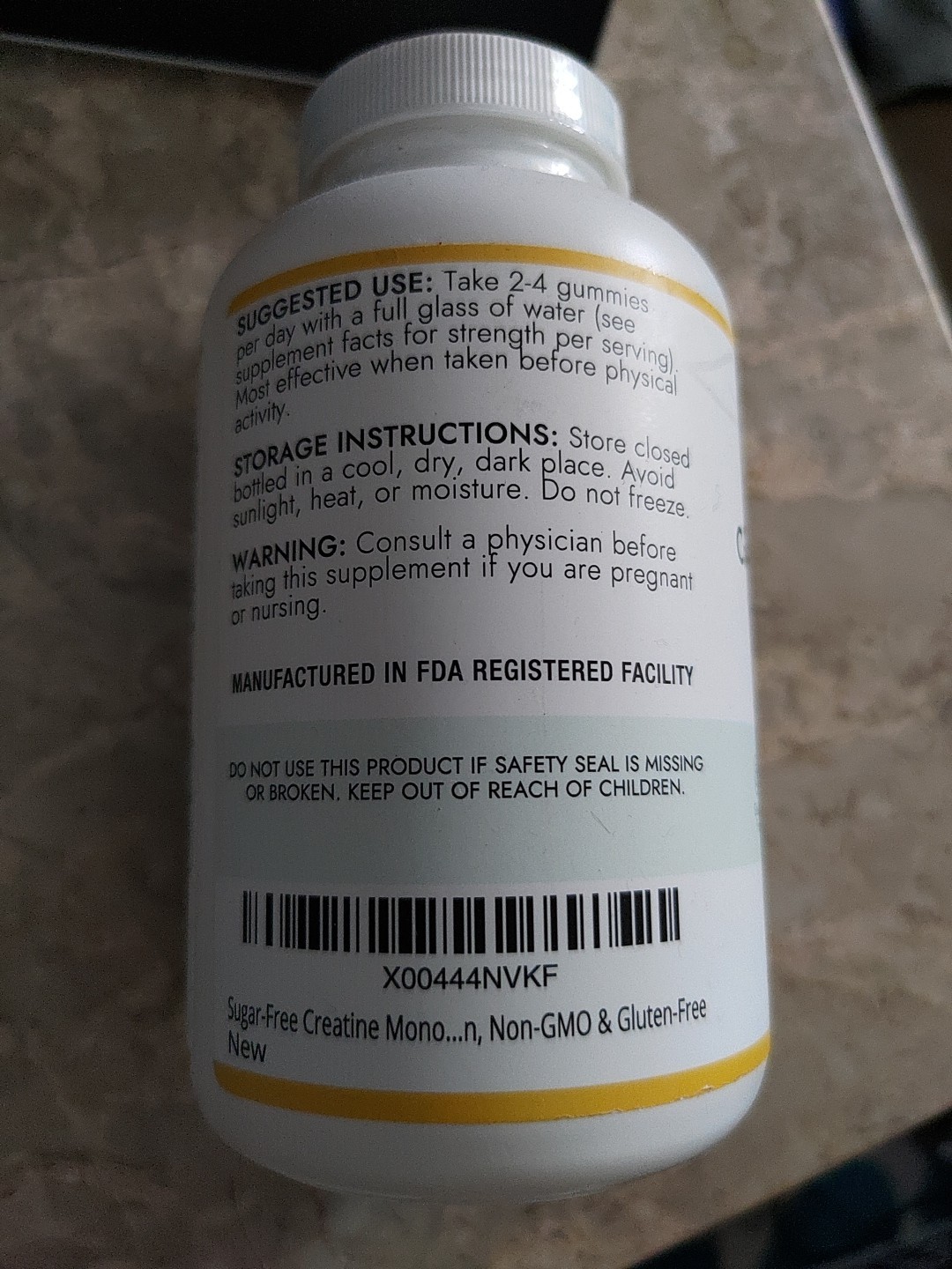 Etta Vita Sugar Free Creatine Monohydrate Gummies 90 Count Lemon EXP 3/26
