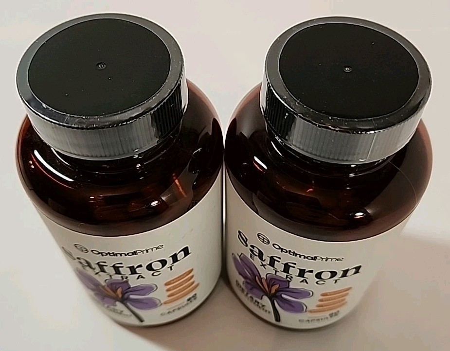 LOT OF 2 Optimal Prime Saffron Extract Dietary Supplements 90 Ct Ea Mood Energy