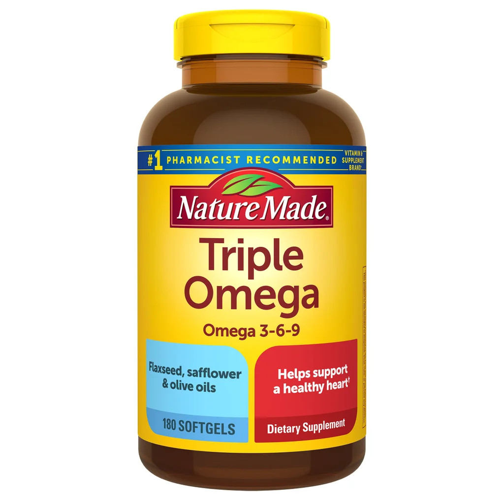 Nature Made Triple Omega 3 6 9 Softgels 180 Ct Flaxseed Olive Safflower EXP:8/27