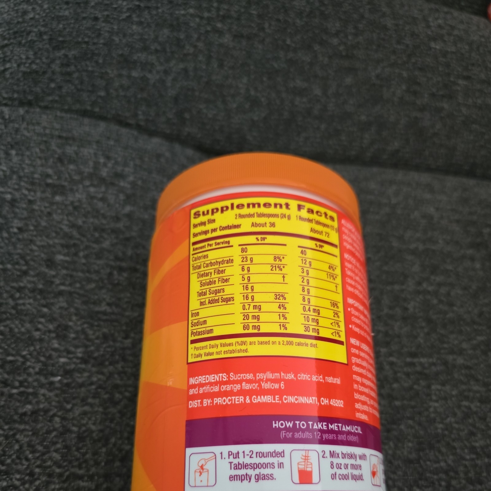 3 pc Metamucil Psyllium Fiber Powder Orange 4in1 Fiber Real Sugar 30 oz (BN46)