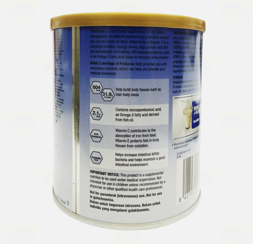 1 X Abbott Pro Sure Vanilla Milk High Protein, Prebiotic & EPA 380g