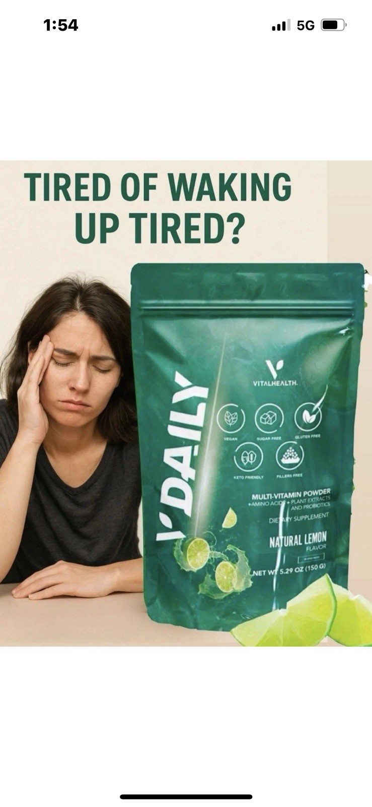 VitalHealth V Daily Lemon Multi-Vitamin Vital Health