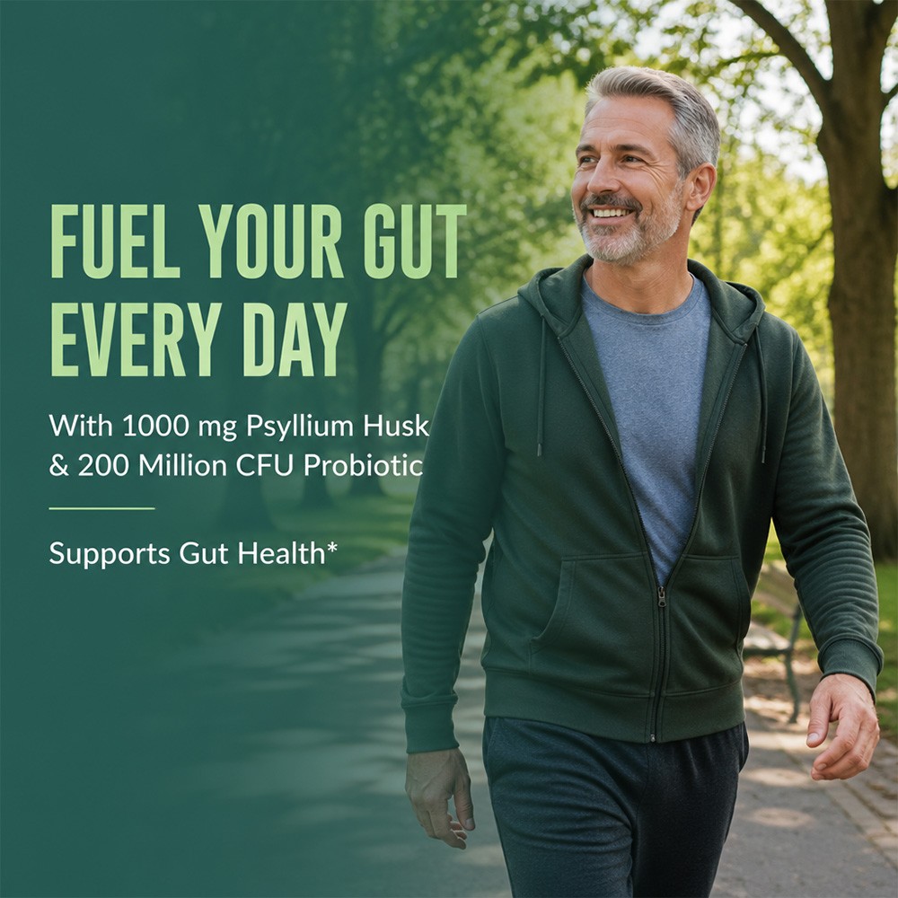 Psyllium Husk Capsules 1000 Mg Fiber Supplement With Acidophilus Probiotic