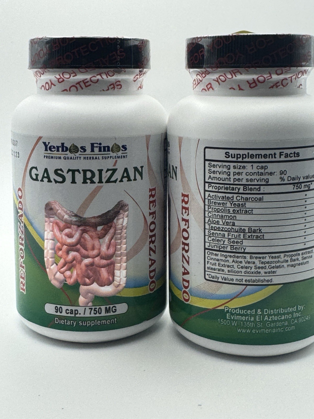 Yerbas Finas Gastrizan Reforzado 750 mg 90 Capsules Herbal Supplement