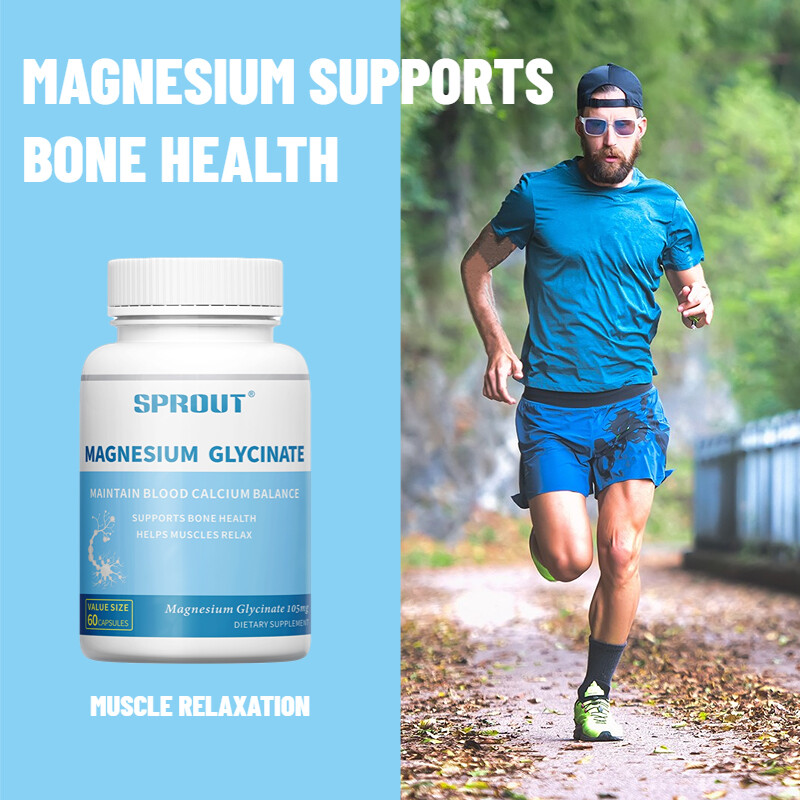 Magnesium Glycinate 105mg – 60 Capsules For Sleep, Stress Relief Support Bone