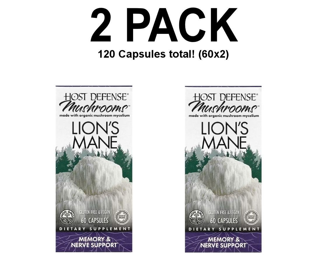 Host Defense, Mushrooms, Lion’s Mane, 2 PACK, 60 Capsules each (120 total!)