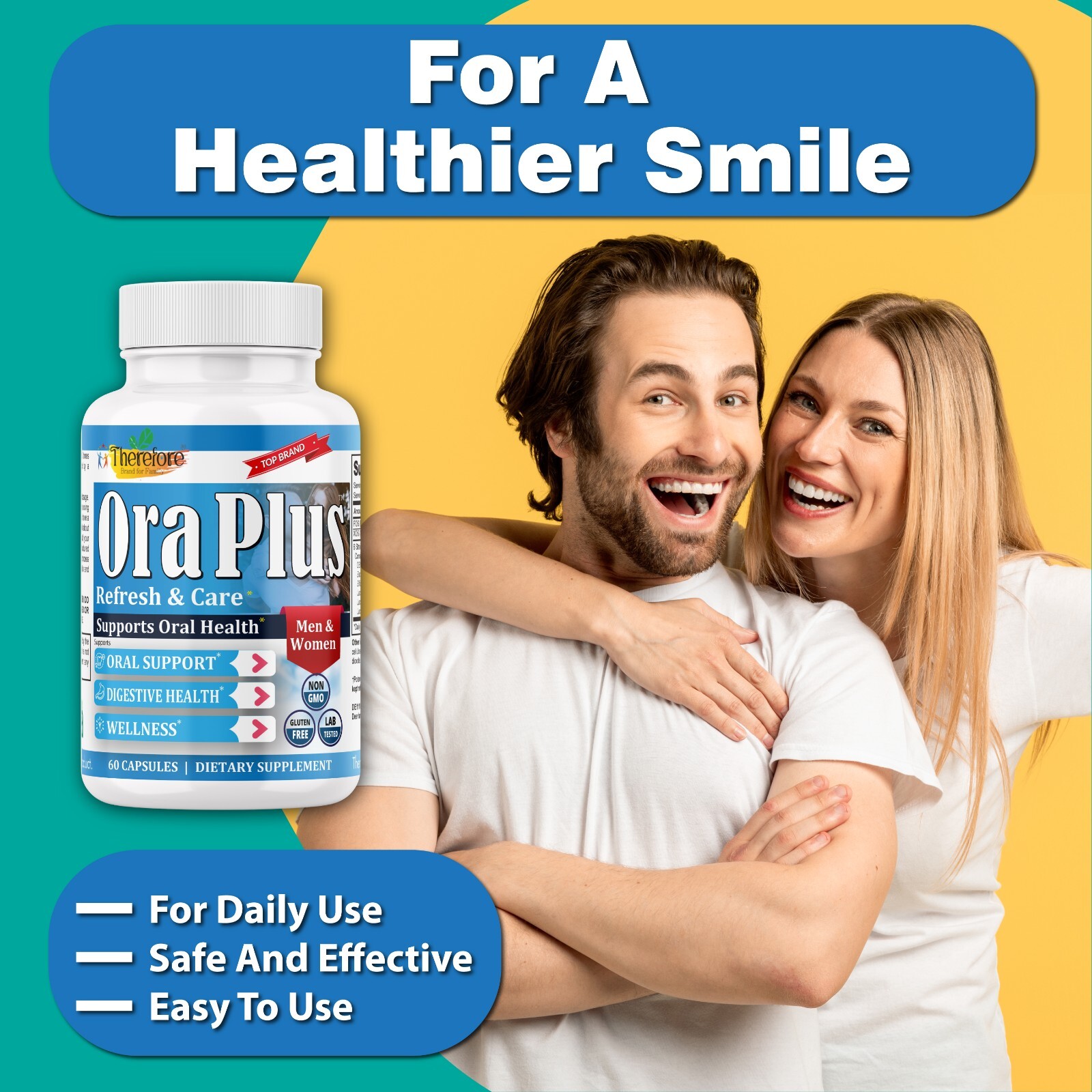 Ora Plus Oral Health Probiotics, Help Control Bad Breath, Digestive Health 60 Ct