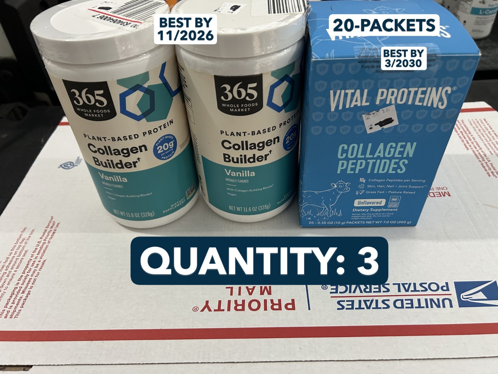 3-PACK lot VITAL PROTEINS 365 Whole Foods Plant Collagen peptides Builder 11.6oz