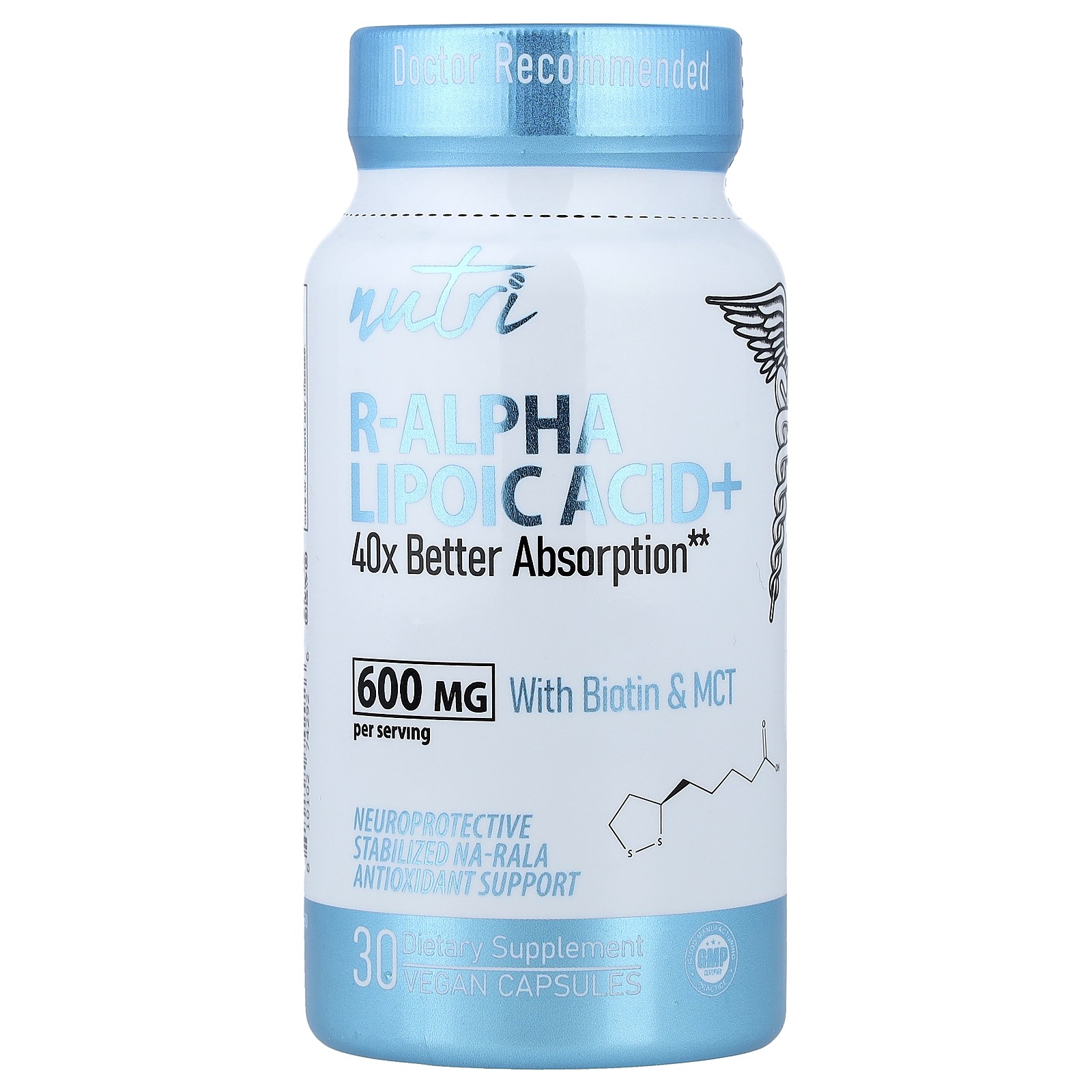 R-Alpha Lipoic Acid+ With Biotin & MCT, 30 Vegan Capsules