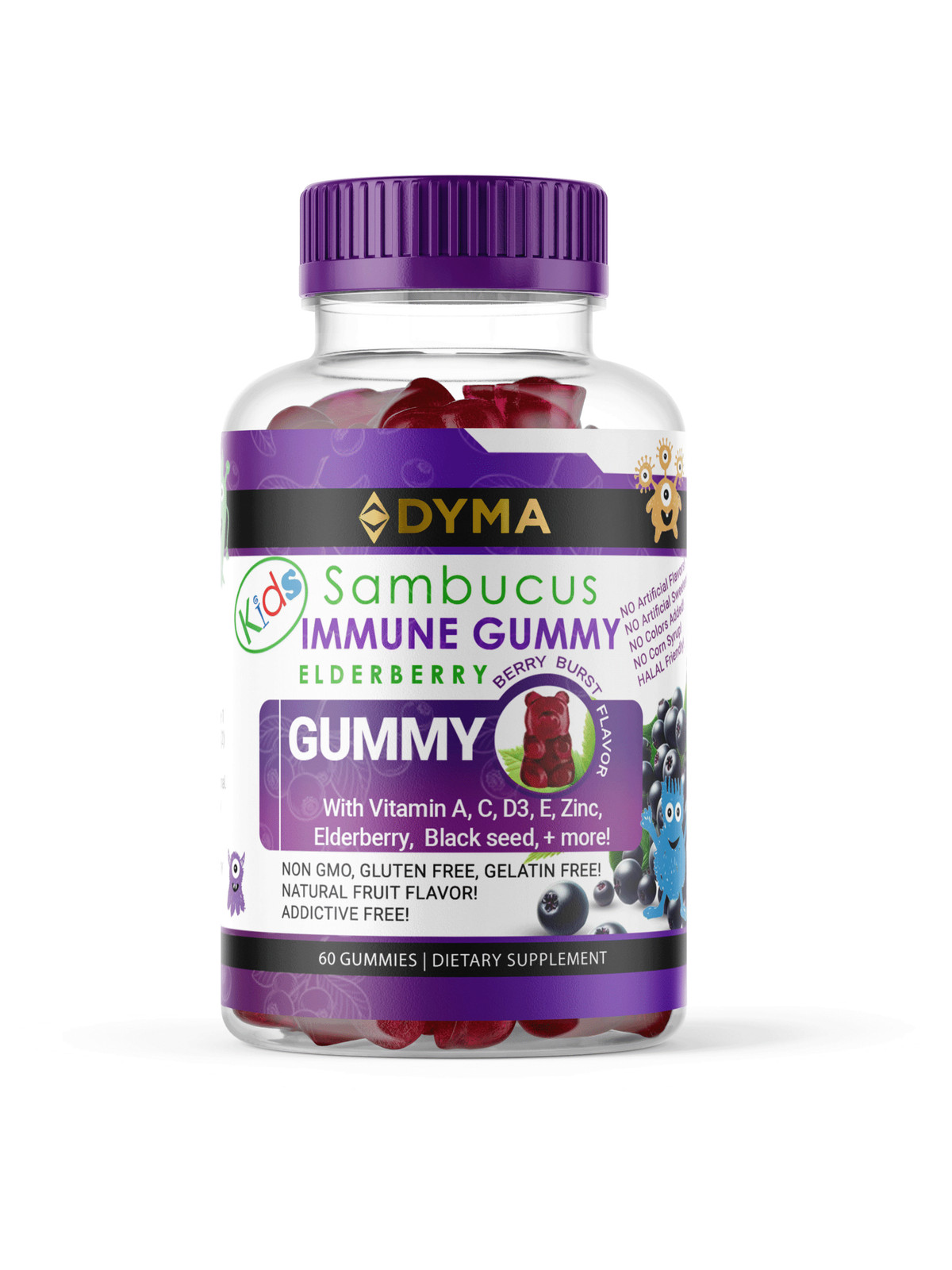 DYMA® Elderberry Multivitamin Kids Gummies With Black Seed Oil, Berry Blast Flav
