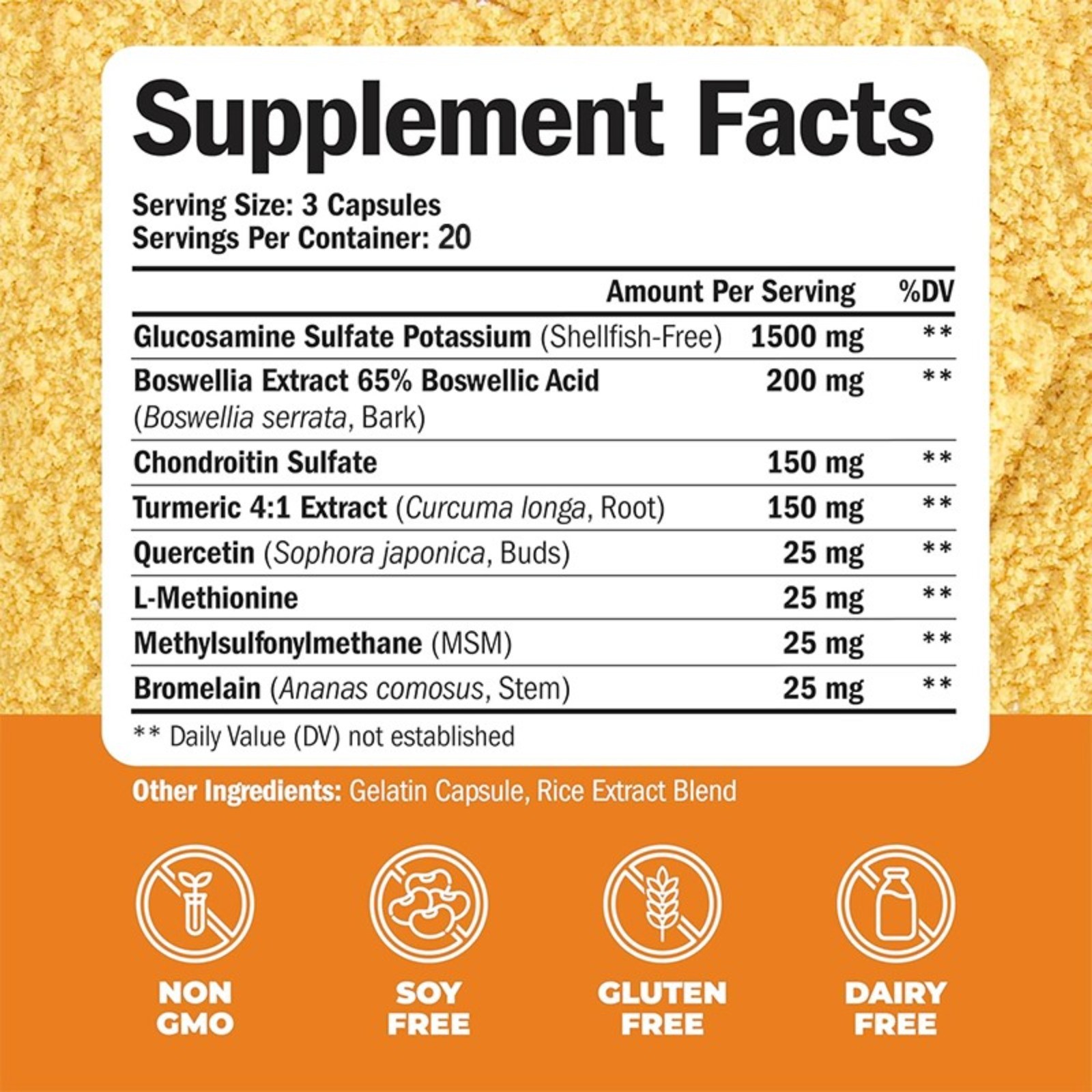 Triple Strength 2100mg Glucosamine Chondroitin MSM With Turmeric Joint Support