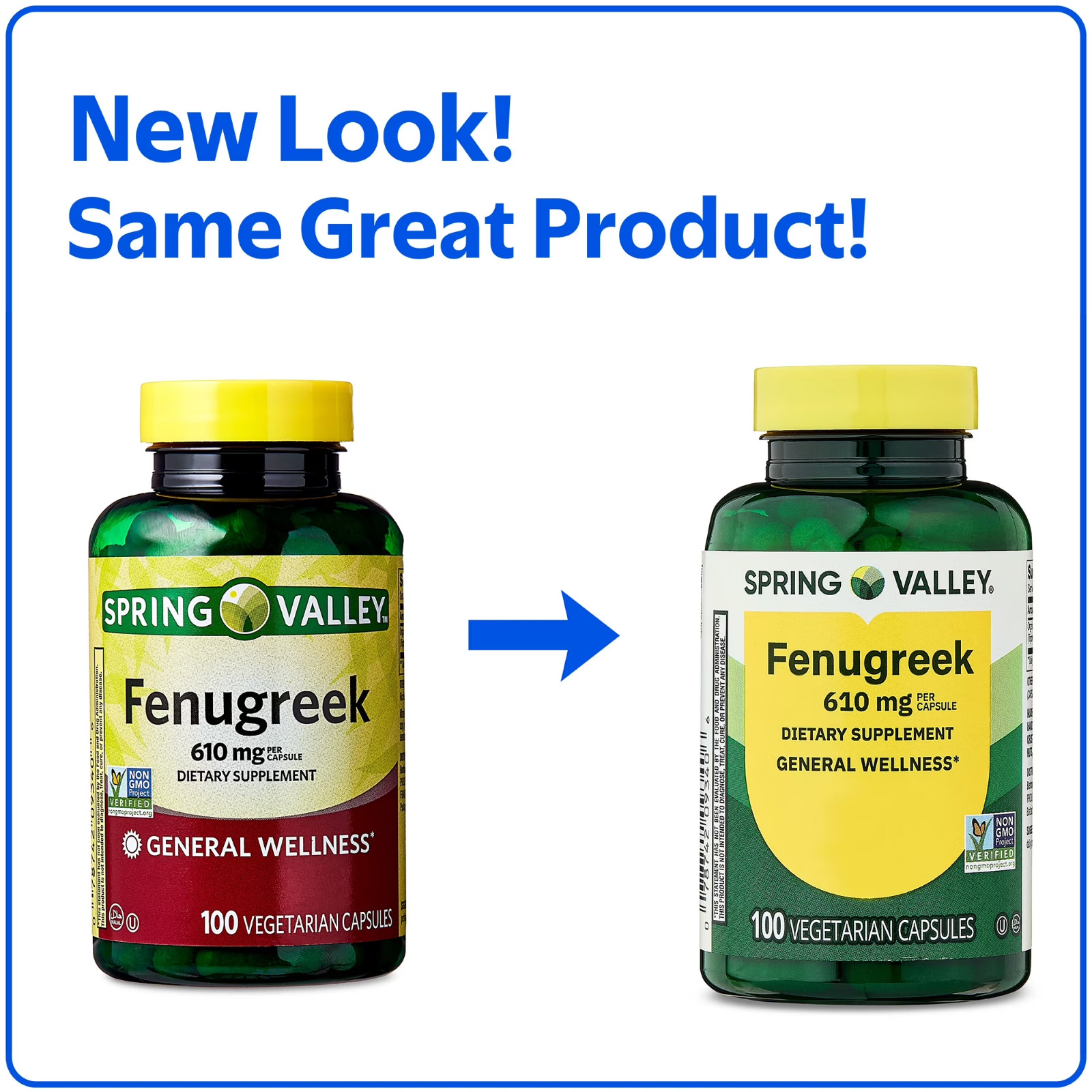 Spring Valley Fenugreek Dietary Supplement Capsules for Adults, 610mg, 100 Count