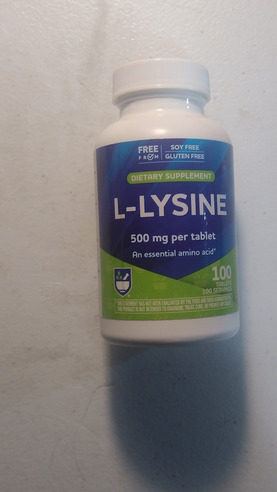 Rite Aid L-Lysine 500mg 100 Tablets Gluten Free Soy Free Sugar Free