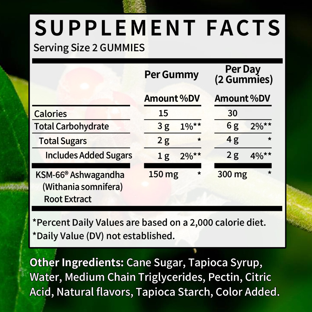 Organic Ashwagandha Gummies High Quality Dietary Supplement, Vegan
