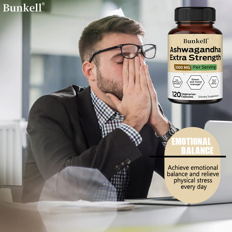 Organic Ashwagandha Capsules 3000mg Supplement w/ Black Pepper Root Powder