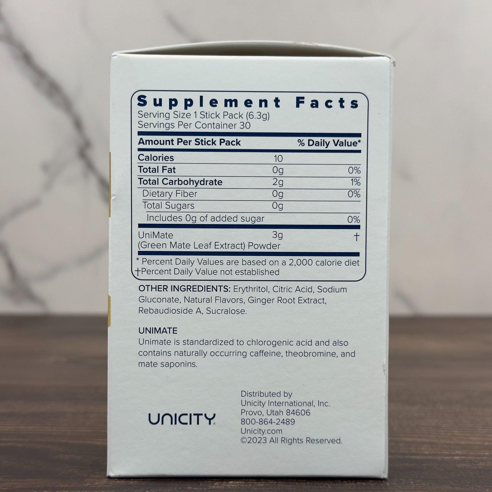 Unicity Unimate Yerba Mate Drink Mix – Lemon Ginger – 30 Sticks – Exp: 05/27