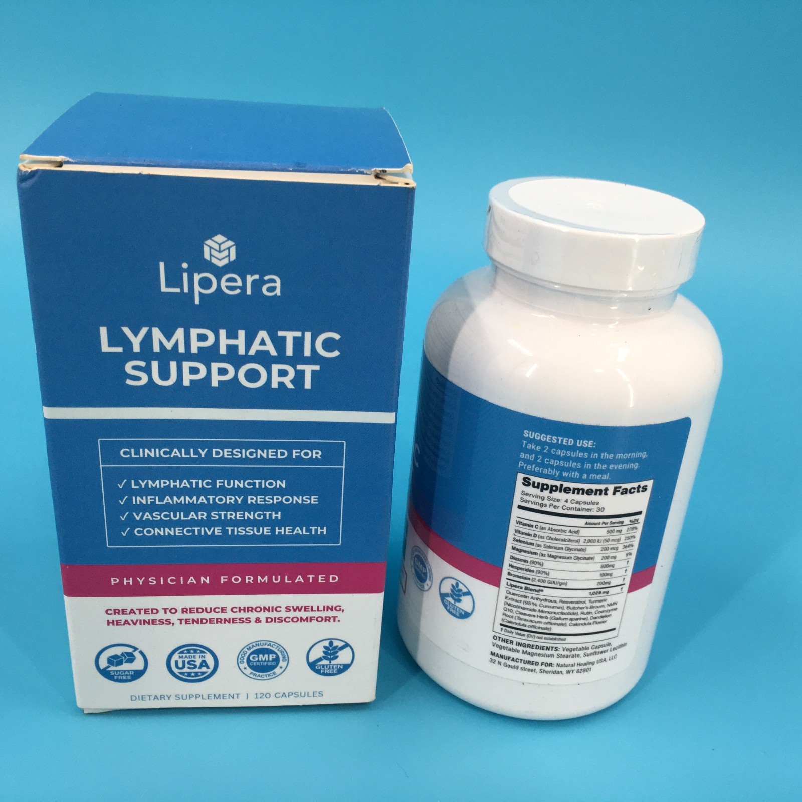 Lipera Lymphatic Support Dietary Supplement 120 Vegetable Capsules