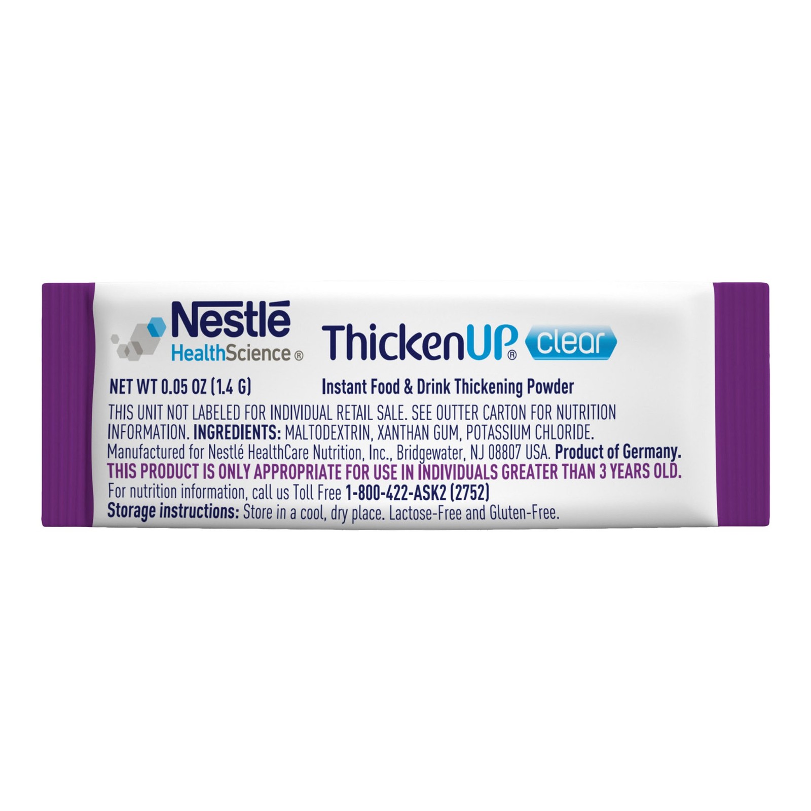 Nestle ThickenUp Clear Food & Drink Thickener Unflavored 1.4 Gram Packet 288 Ct