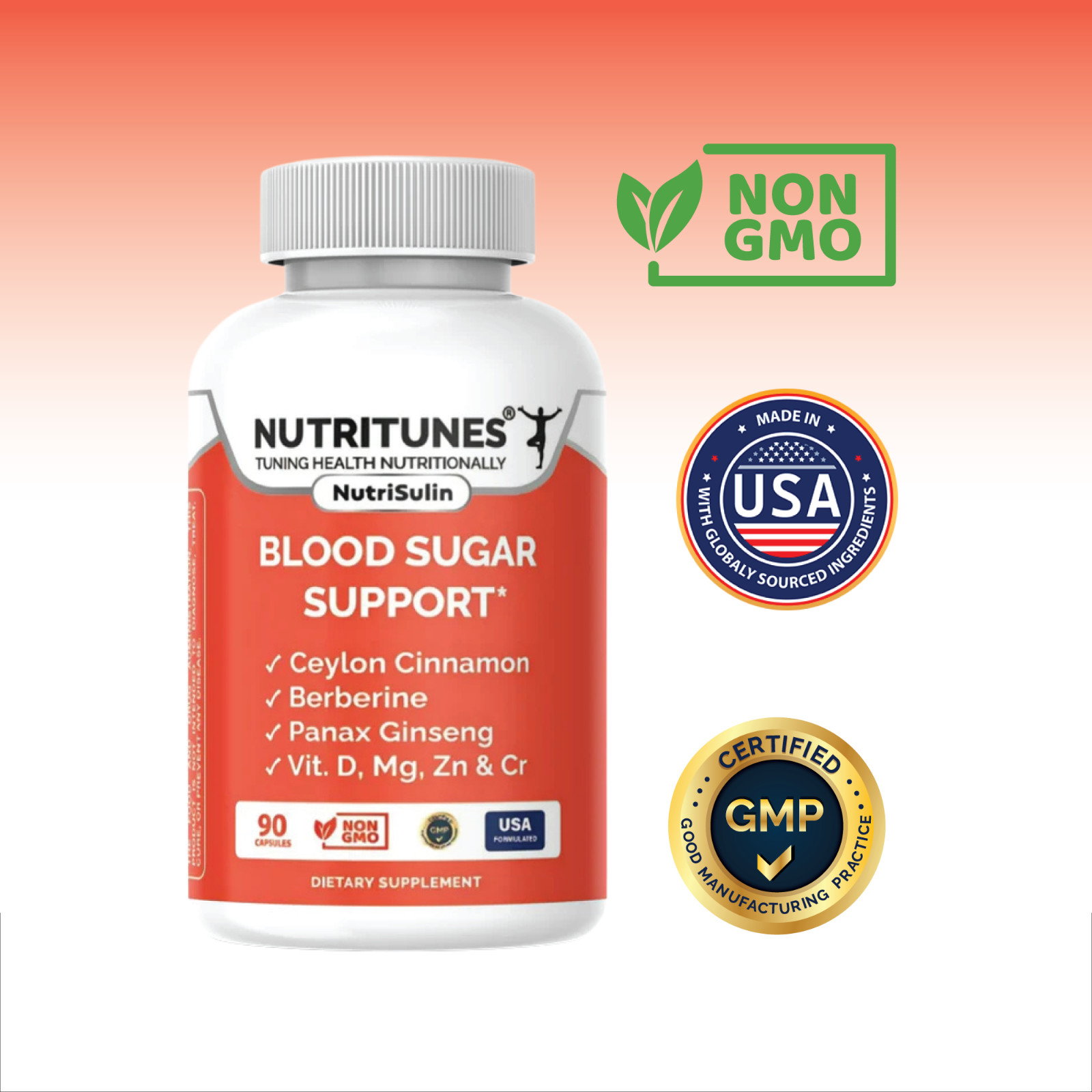Blood Sugar Support Supplement NutriSulin – Berberine Cinnamon Ginseng & more