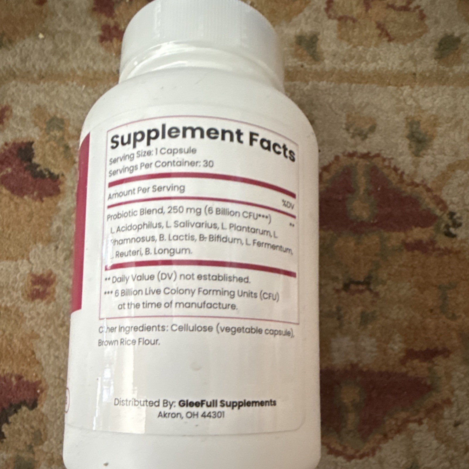 GleeFull Supplements Meno Belly Flusher Probiotic Menopause Support 30 250mg