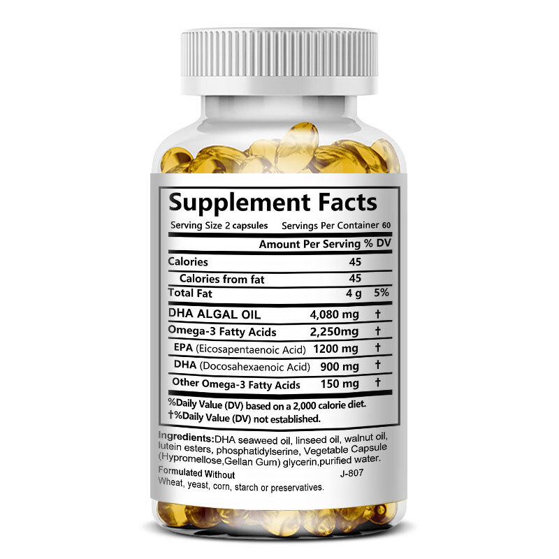 Omega 3 Dha Algal Oil Capsules 3x Strength 2250mg EPA & DHA, Highest Potency