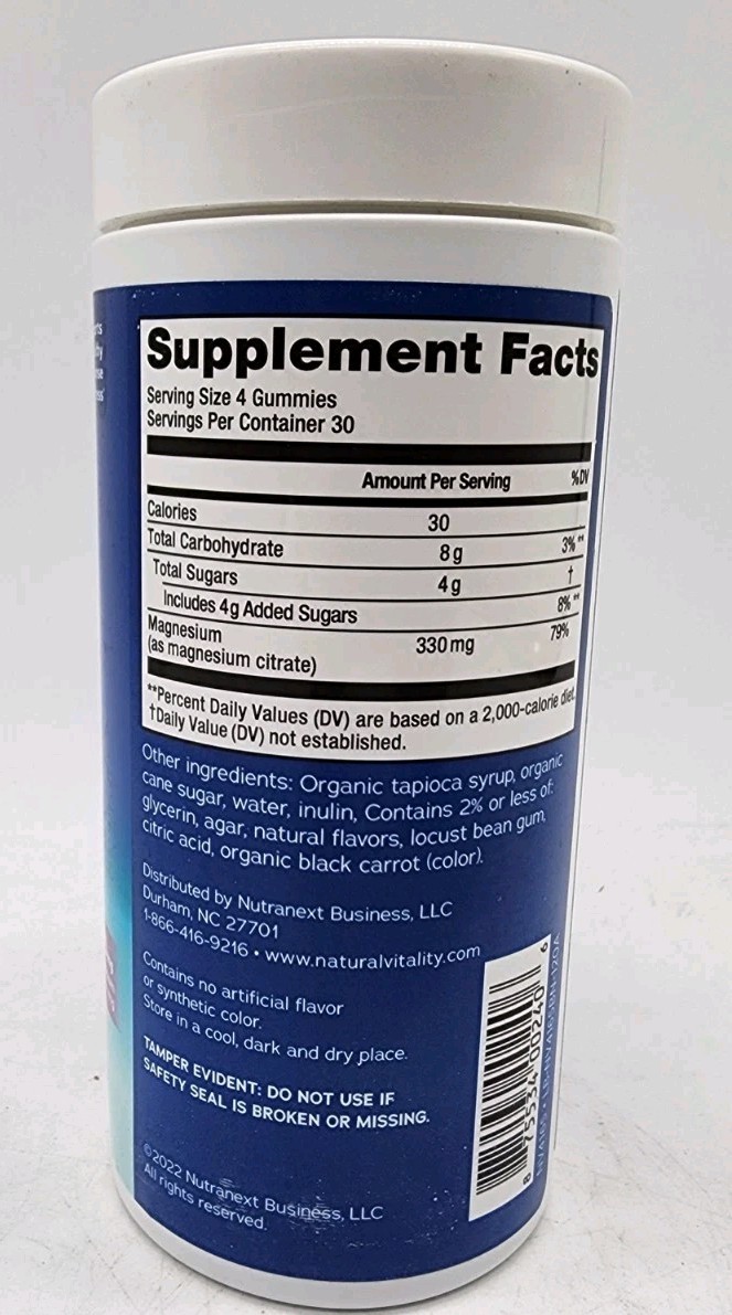 Natural Vitality CALM Gummies 120ct Magnesium Citrate Raspberry Lemon Exp 02/27