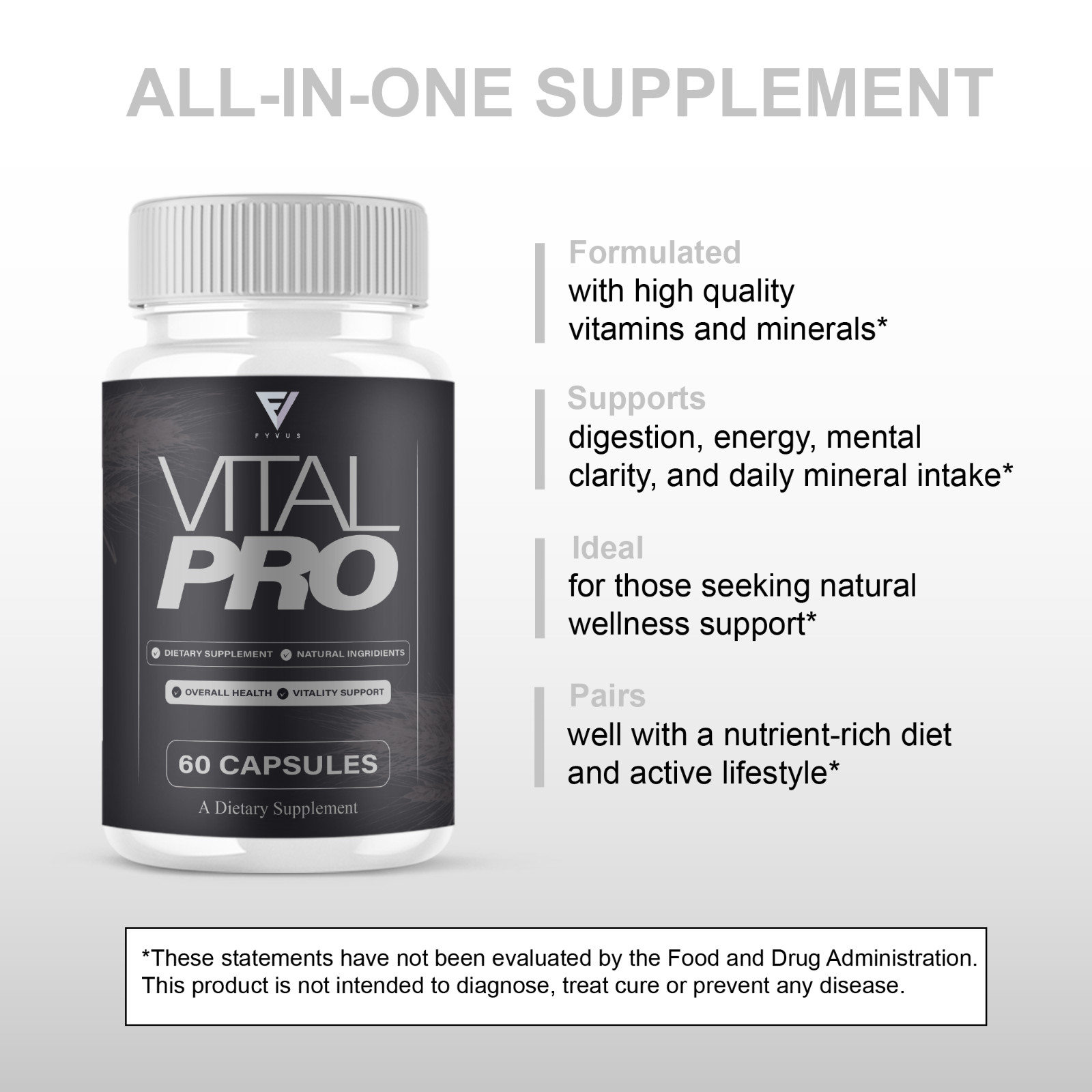 (5 Pack) Vital Pro Capsules, Vital Pro Performance Supplement (300 Capsules)
