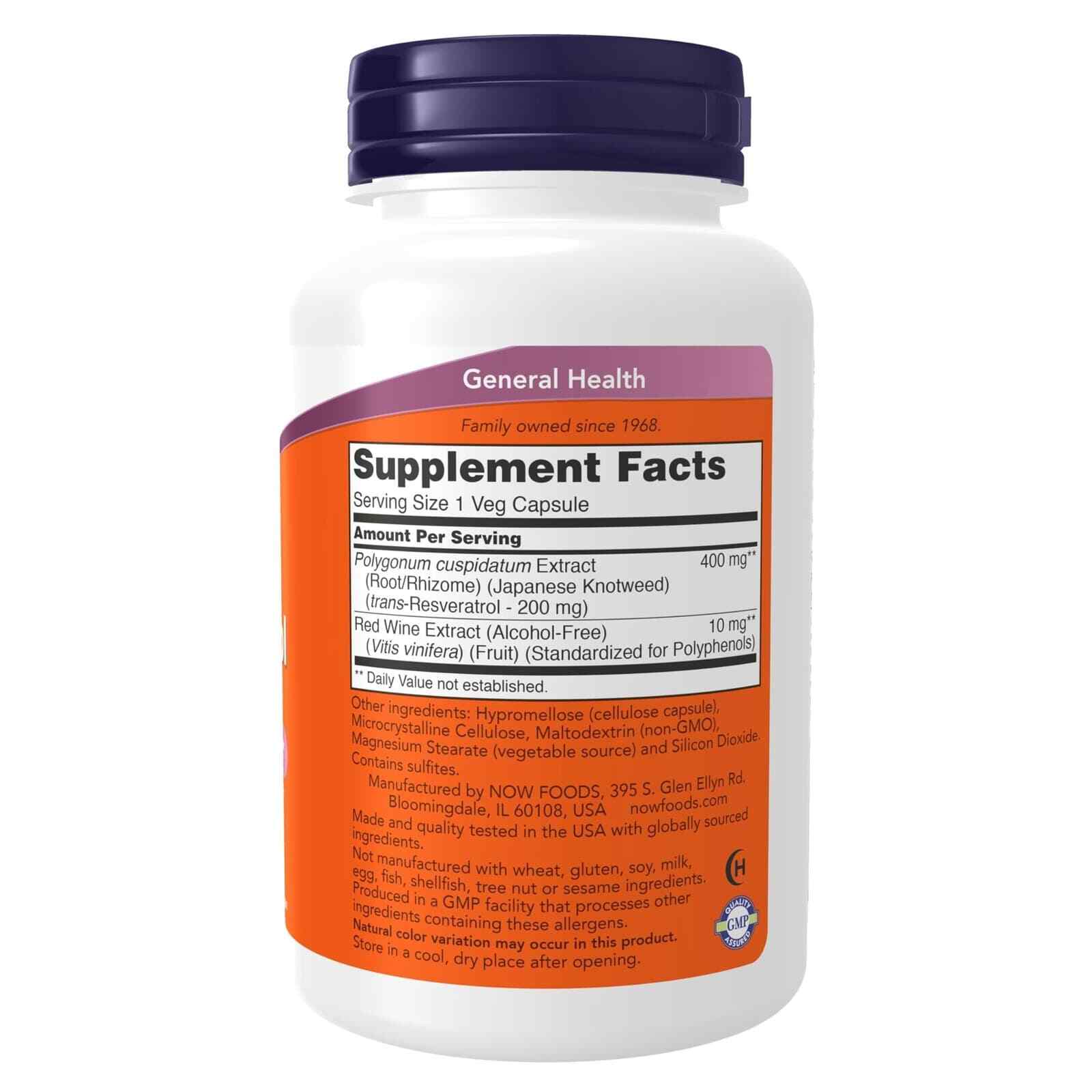 NOW FOODS Resveratrol 200 mg 120 Veg Capsules