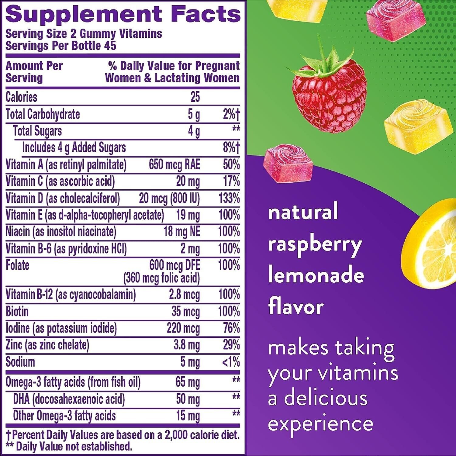 vitafusion Prenatal, 180 Gummies Natural Raspberry Lemonade Flavored