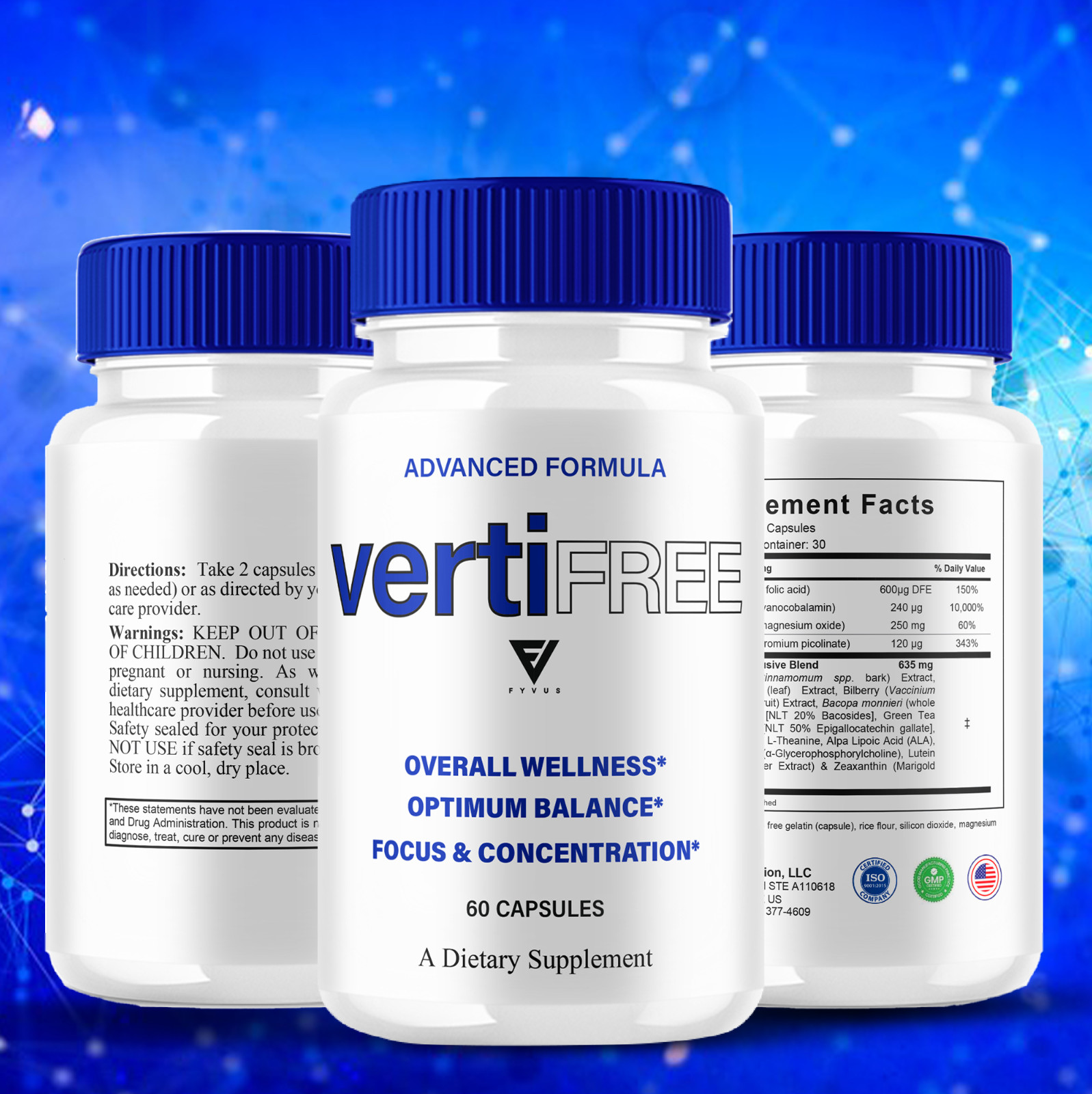 Vertifree Advanced Nootropic Capsules, Vertifree Max (60 Capsules)