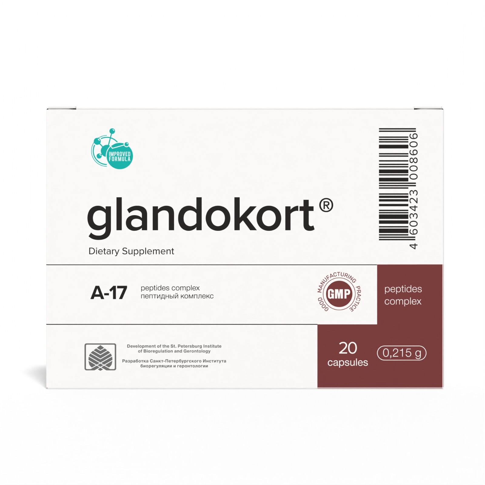 A-17 Glandokort Natural Khavinson Adrenal Peptide Bioregulator 20 capsules