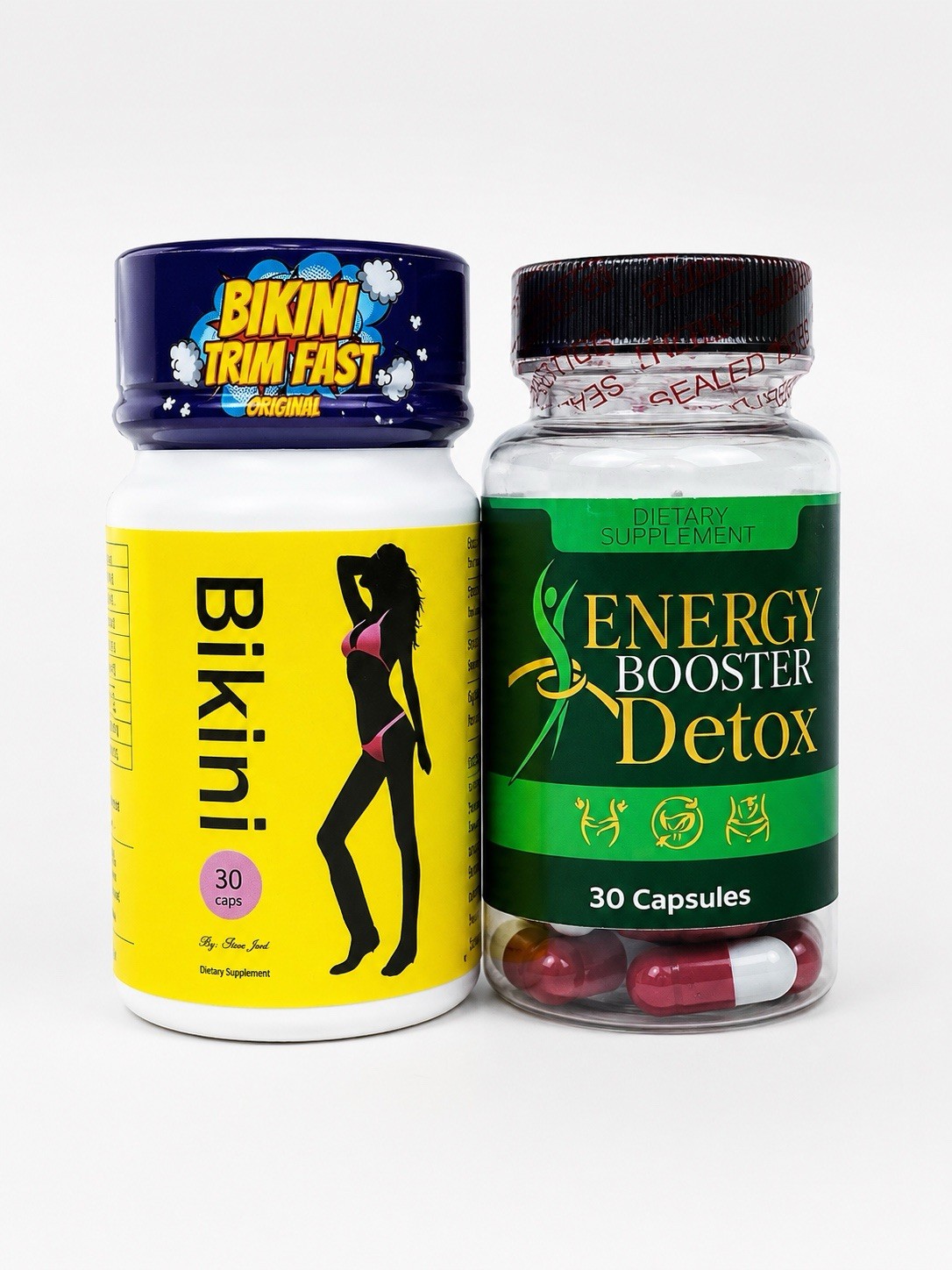 Bikini Trim Fast + Energy Booster Dietary Supplement Combo 30 Capsules Each