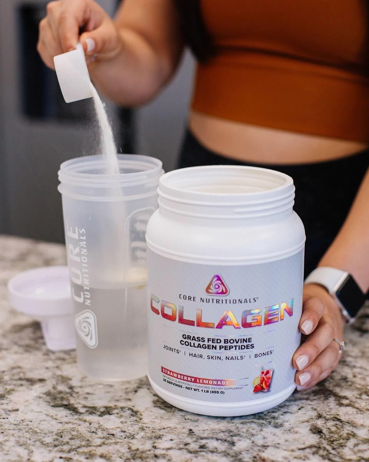 Core Nutritionals Collagen Grass Fed Bovine Collagen Peptides 35 Ser Peach Mango