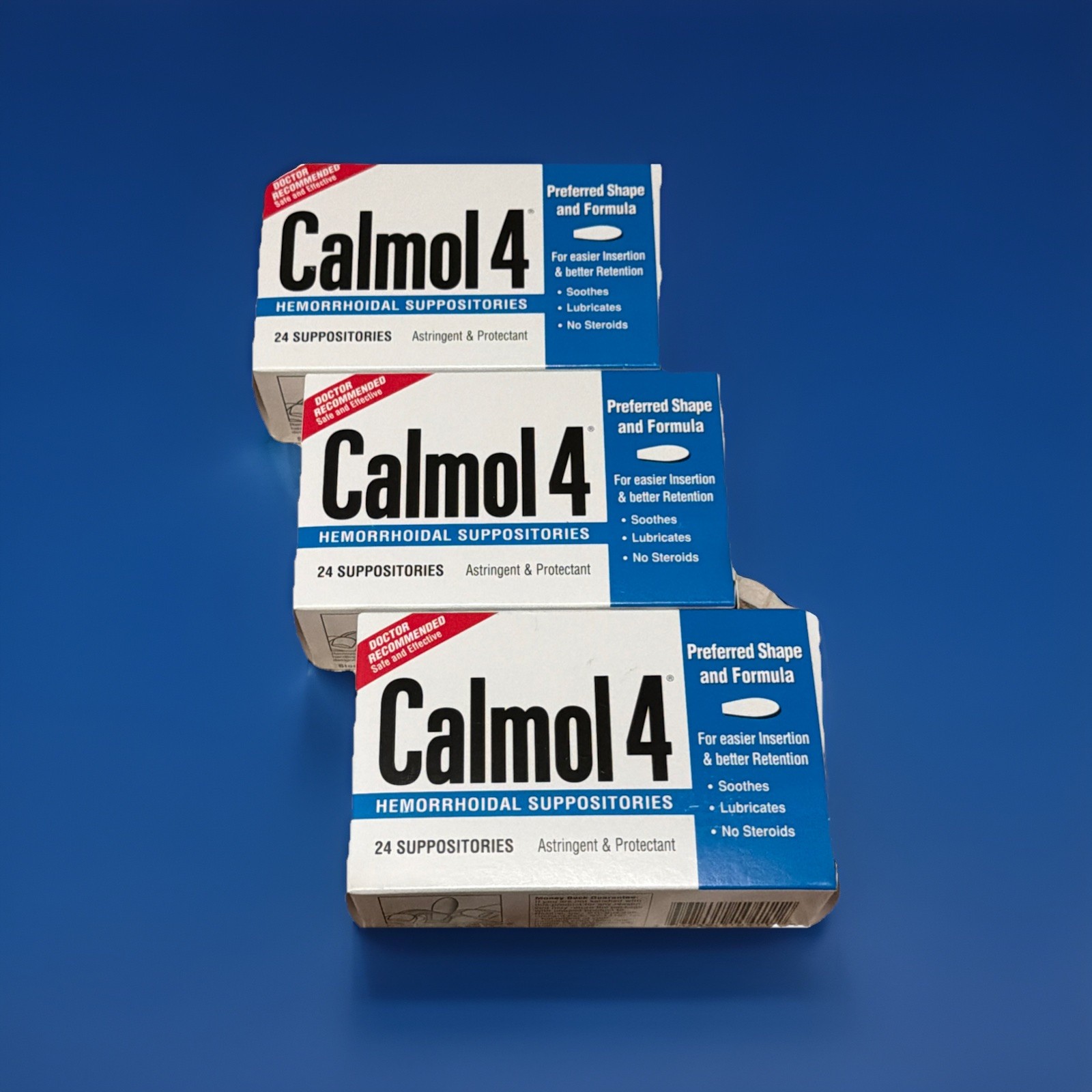 Calmol 4 Hemorrhoidal Suppositories 24ct Each Box 3 Boxes Exp 10/2028 Or Better
