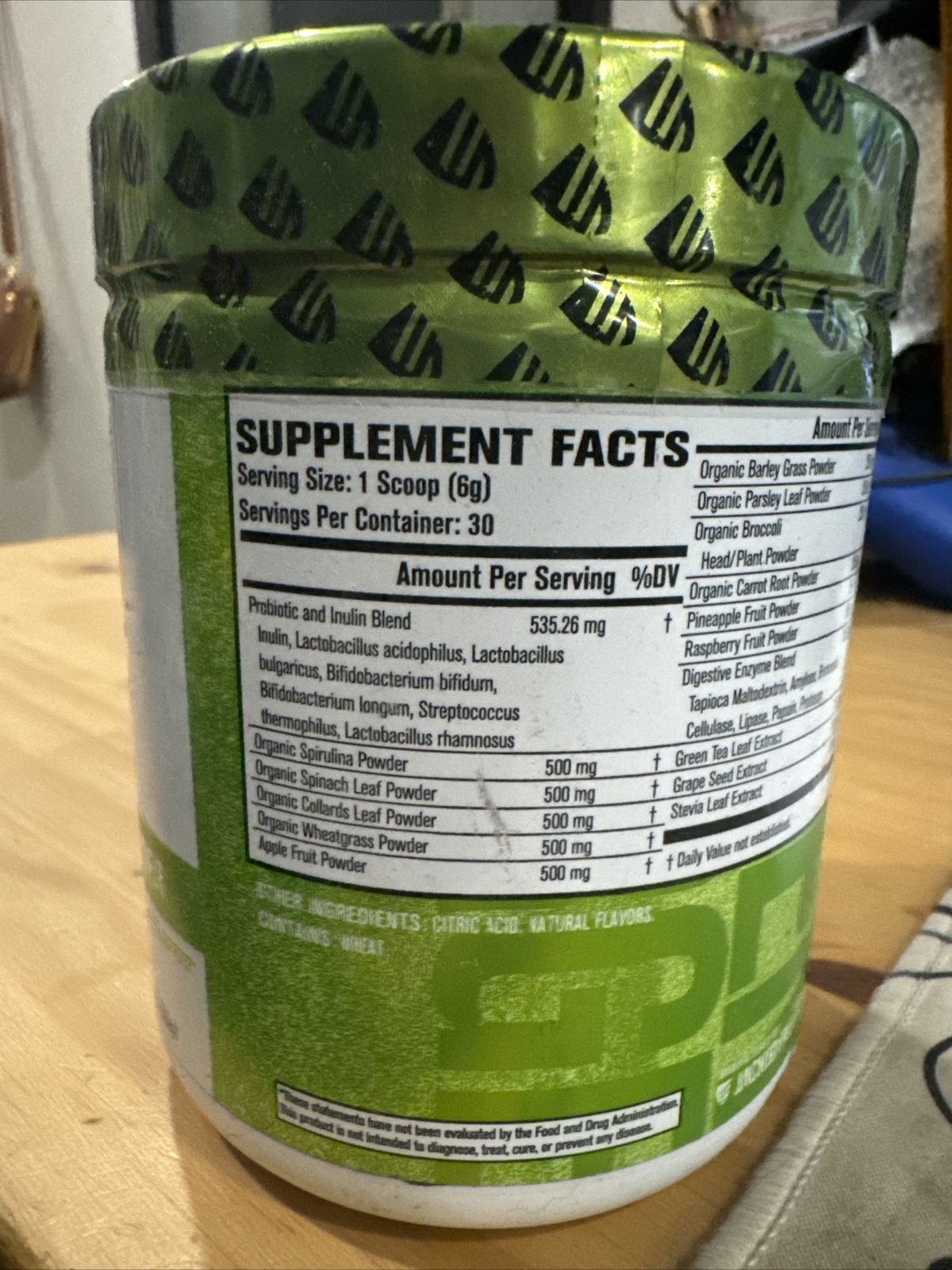 Green Surge +Caffeine Greens Superfood Powder Sour Apple 6.5oz Sealed