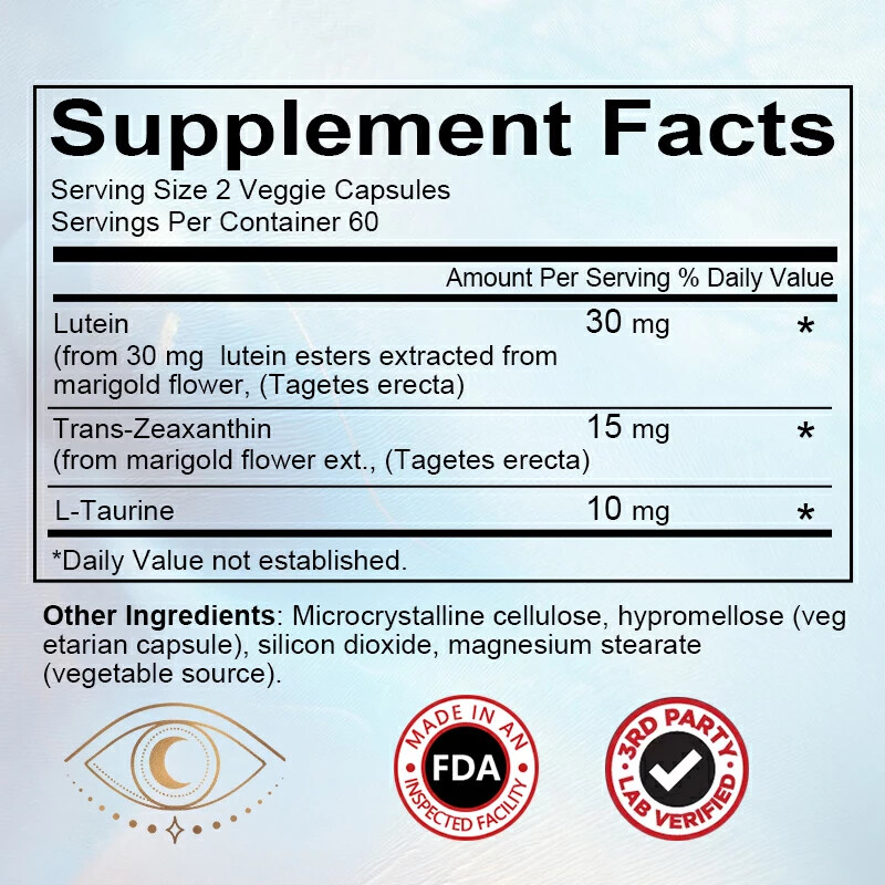 Eye Health Supplement, Lutein and Zeaxanthin, Vision Health, Eye Strain Support