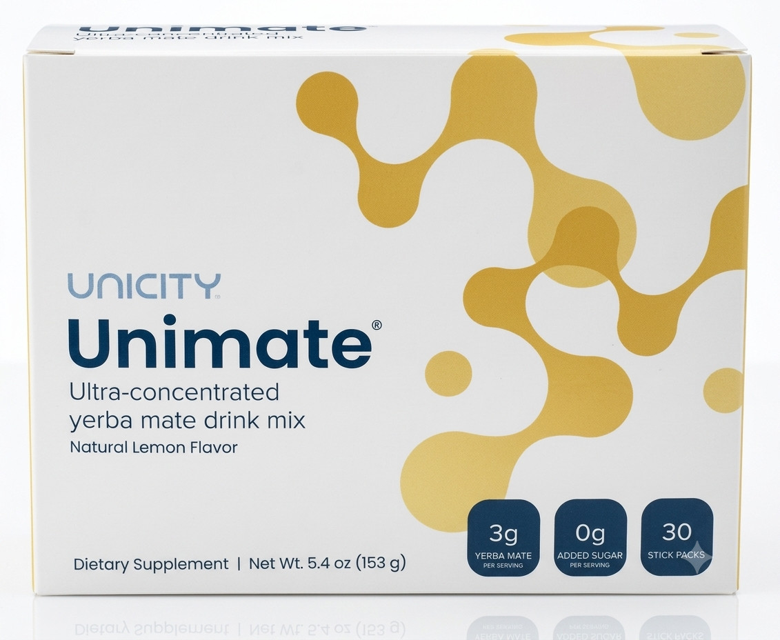 Unicity Unimate Lemon Flavor Yerba Mate Beverage Mix Energy Drink Sachets