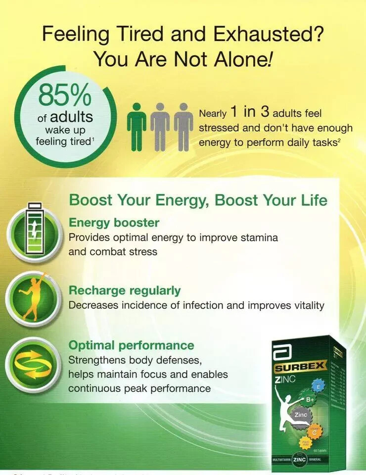 Surbex inc High Strength Vitamin B with Zinc Anti-Stress 60’s