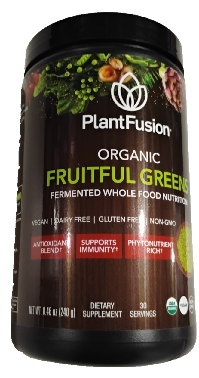 PlantFusion Organic Fruitful Greens Fermented Whole Food Nutrition 8.46 oz. New