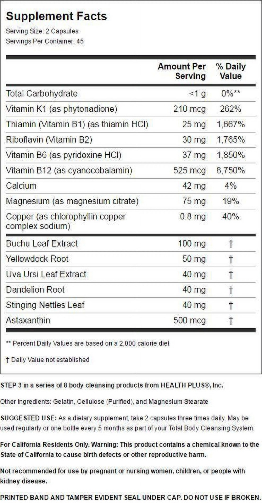 Kidney Cleanse 60 Capsules Promote Urinary Tract Health