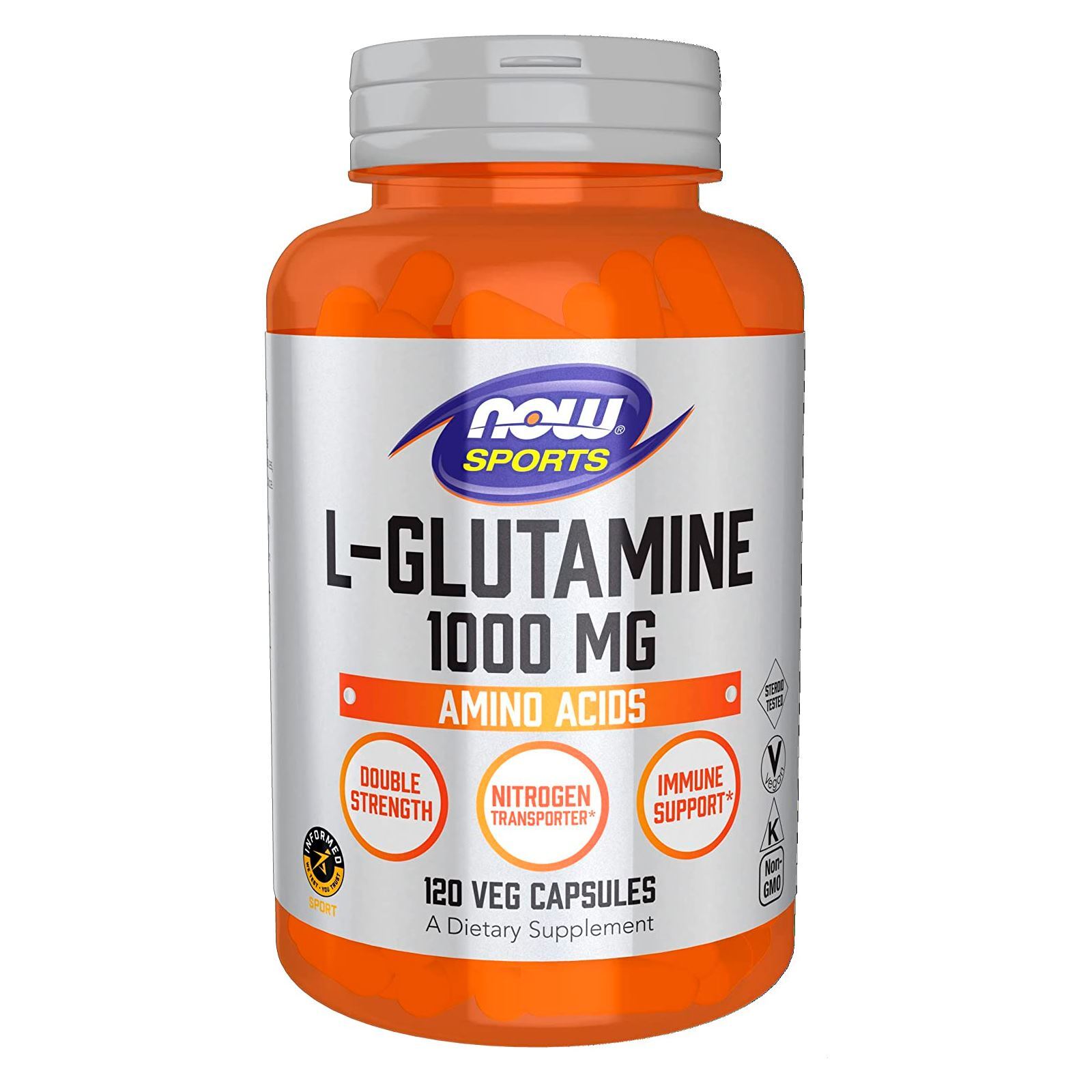 NOW FOODS L-Glutamine Double Strength 1000 mg 120 Veg Capsules